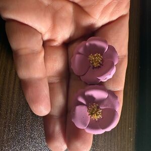 Purple Floral Earrings